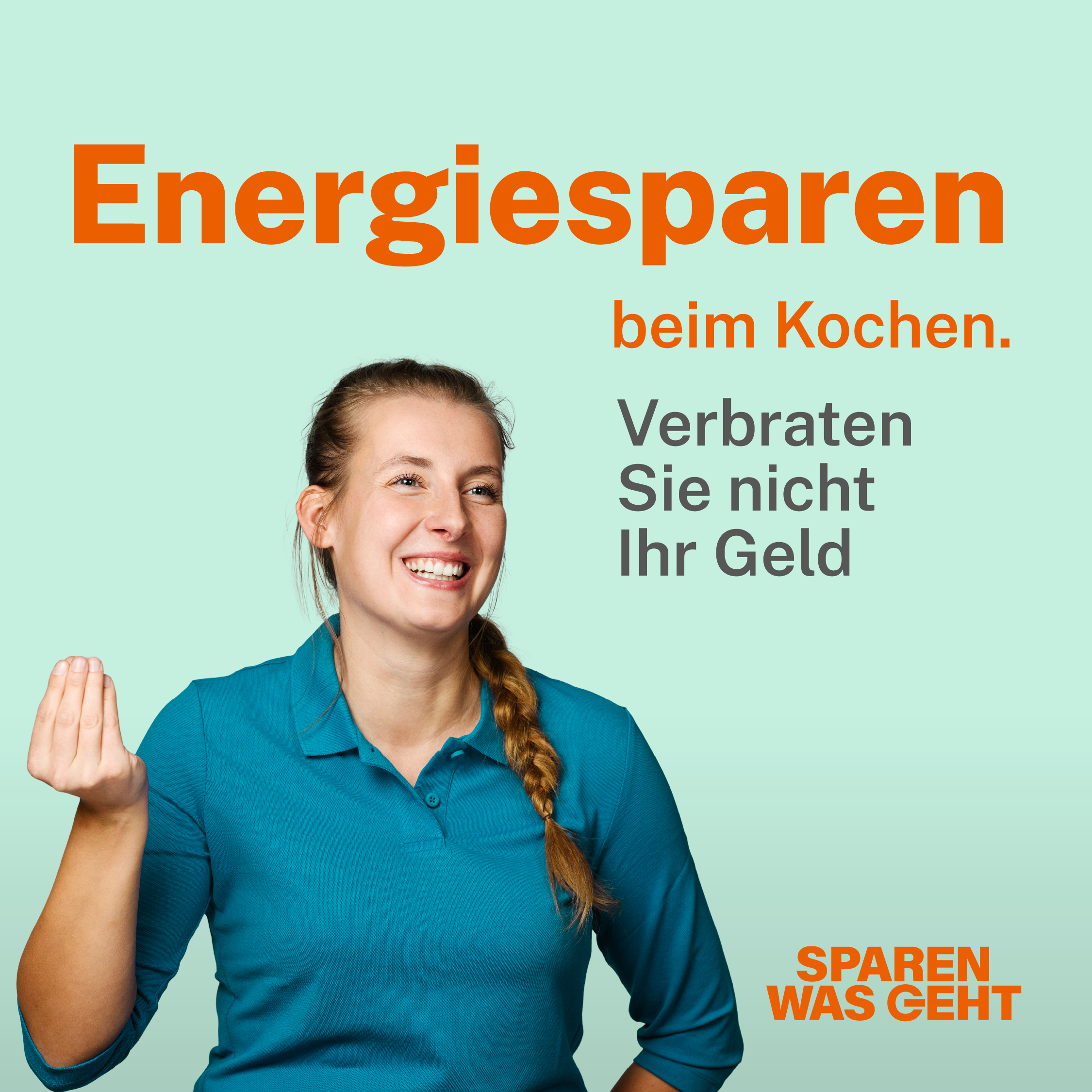 Frau Energiesparen beim Kochen